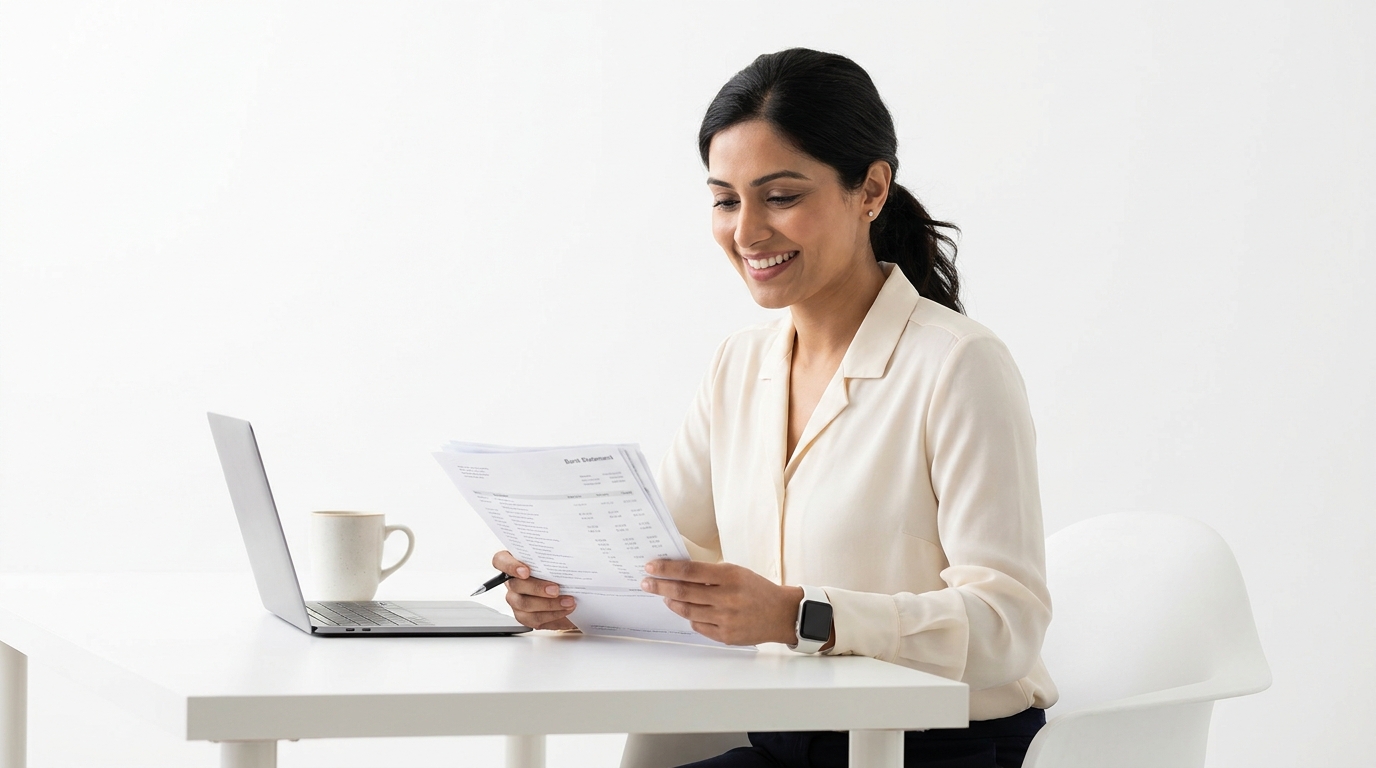 Self-employed borrower reviewing bank statements to qualify for a Pennsylvania mortgage without tax returns